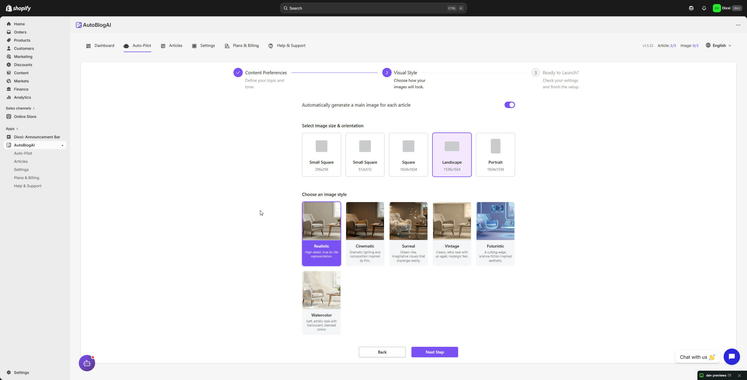 AutoBlog AI product Auto-Pilot visual style screen